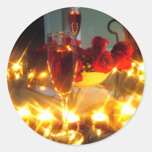 Romantische avond ronde sticker (Voorkant)