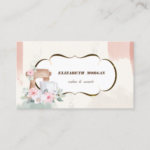Romantische Bakkerij ,Watercolor Mixer Bloemen Visitekaartje