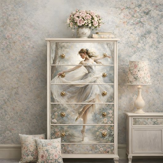 Romantische Ballerina Dance Forest Decoupage Tissuepapier
