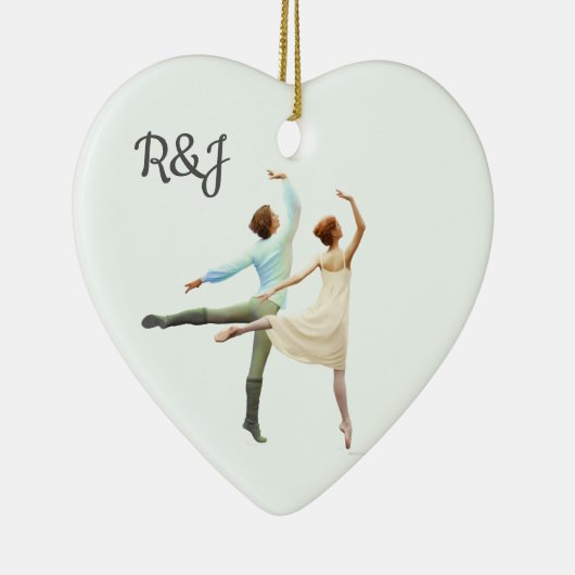 Romantische Balletdansers - Uw Initialen & Tekst Keramisch Ornament (Rechts)