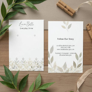 Romantische Beige Blad Lace Illustratiekaart Visitekaartje
