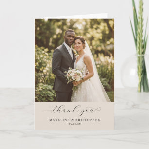 Romantische Beige Foto Bedankkaart