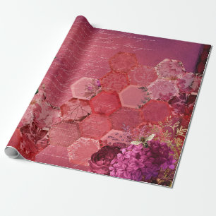 -Romantische bijen Floral-Bourgogne Cadeaupapier