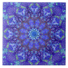 Romantische blauw-gekleurde mandala ornament arabe tegeltje
