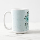 romantische blauwe bloemen en groene bladeren koffiemok (Links)