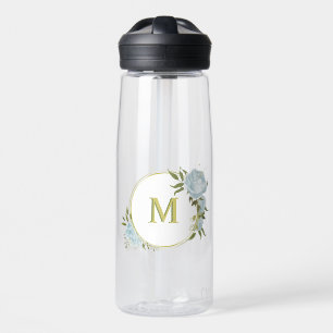 Romantische blauwe bloemen & groene bladeren botan waterfles