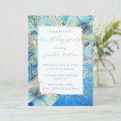 Romantische blauwe en witte vlinders Verjaardag Kaart (Staand voorkant)