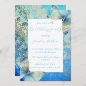 Romantische blauwe en witte vlinders Verjaardag Kaart (Voorkant / Achterkant)