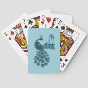 Romantische Blauwe Pauw Pokerkaarten