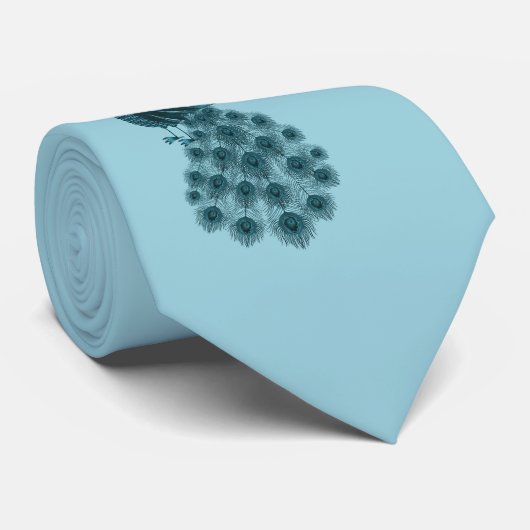 Romantische Blauwe Pauw Stropdas (Opgerold)