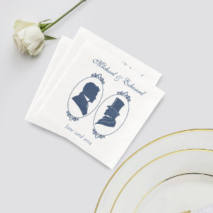 Romantische Blauwe Regency Gay Botanische Silhouet Servet