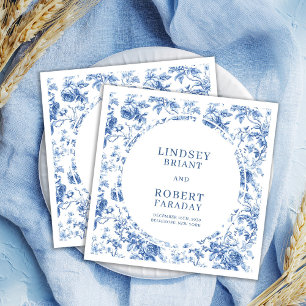 Romantische Blauwe Rozen Toile Persoonlijke Trouw Servet