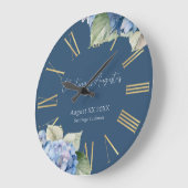 Romantische Blauwe Waterverf Hydrangea Bloemen op  Grote Klok (Hoek)