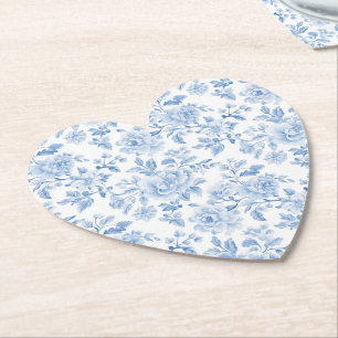 Romantische Blauwe Witte Bloemen Bruiloftsfeest Kartonnen Onderzetters