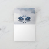 Romantische blauwe zwaan bruiloft bedankkaart (Binnen)