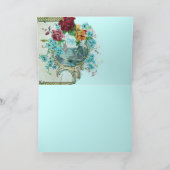 ROMANTISCHE, BLAUWGROEN BLAUW ROZE BLOEMIGE ROZEN  FEESTDAGEN KAART (Binnen)