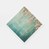 Romantische Blauwgroen Blush Perzik Bloemen bruilo Servet (Hoek)