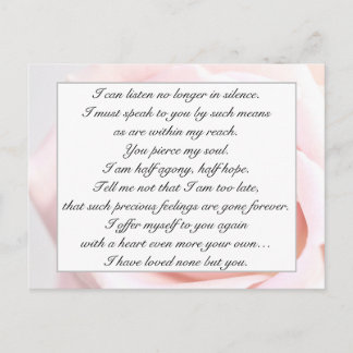 Romantische Bleekroze Bloemige Jane Austen Liefdes Briefkaart