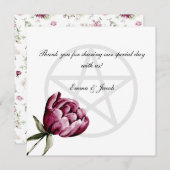 Romantische Bloei Bloemige Pioen Vijfhoek Bedankkaart (Voorkant / Achterkant)