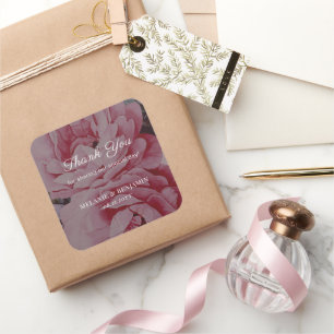 Romantische bloem elegante bruiloft Dank u Vierkante Sticker
