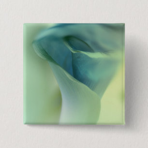 Romantische bloem in blauwe tinten vierkante button 5,1 cm