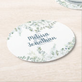 Romantische bloem zachte witte bloemen bruiloft ronde kartonnen onderzetter (Gebogen)