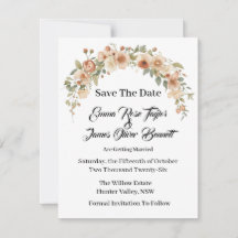 Romantische bloemboog Save the Date kaart