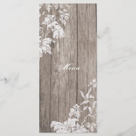 Romantische bloemdruk in het menu van de houtbruil (Achterkant)