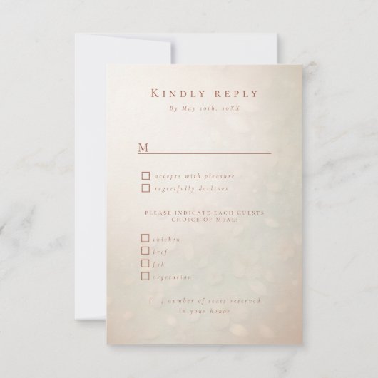 Romantische bloemen bruiloft maaltijd keuzes RSVP (Achterkant)