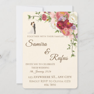 Romantische bloemen bruiloftskaart kaart