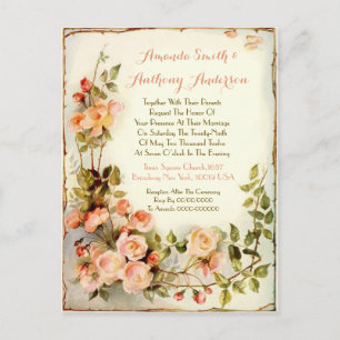 Romantische bloemen Budget bruiloft uitnodiging Briefkaart