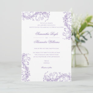 Romantische Bloemen Franse Rococo Lavendel Huwelij Kaart