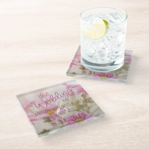 Romantische Bloemen Glas Onderzetter Roze Daisy