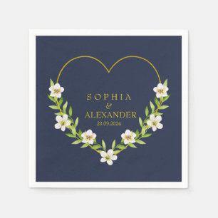 Romantische Bloemen Hart Huwelijk Servet