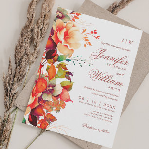 Romantische Bloemen Herfst Herfst Huwelijk Elegant Kaart