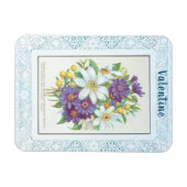 Romantische  Bloemen Kant Border Valentijn Magneet (Horizontaal)