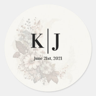 Romantische bloemen kant monogram sticker