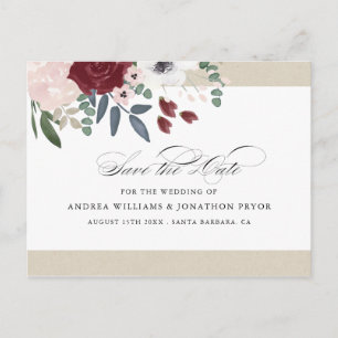 Romantische Bloemen Save the Date Briefkaart