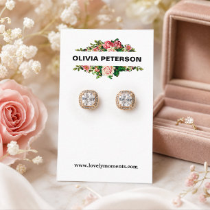 Romantische bloemen sieraden oorbellen displaykaar visitekaartje