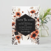 Romantische bloemen Terracotta bruiloft Save The Date (Staand voorkant)