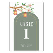 Romantische Bloemen Trouwtafel Nummer Kaart (Achterkant)