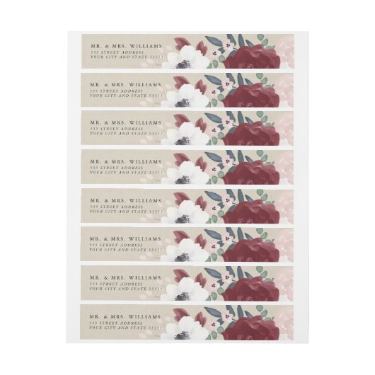 Romantische Bloemen Uitnodiging Retouradres Label (Vel)