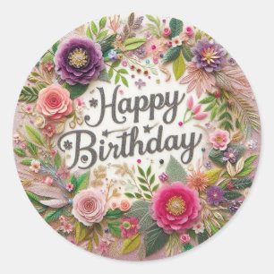 Romantische Bloemen Verjaardag sticker