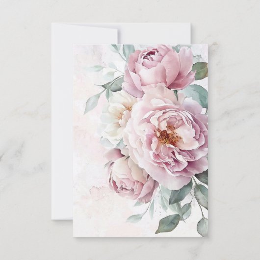 Romantische bloemen waterverf rozen bruiloft bedankkaart (Achterkant)