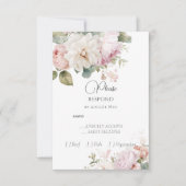 Romantische bloemen waterverf rozen bruiloft RSVP kaartje (Voorkant)