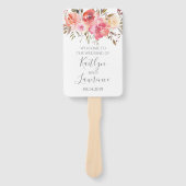 Romantische Bloemen Waterverf Trouwprogramma Handwaaier (Voorkant)