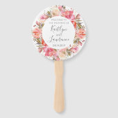 Romantische Bloemen Waterverf Trouwprogramma Handwaaier (Voorkant)