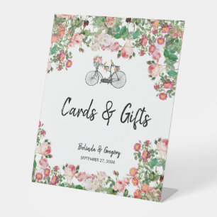 Romantische bloemen Weddenschapskaarten Reclamebord Met Voetstuk