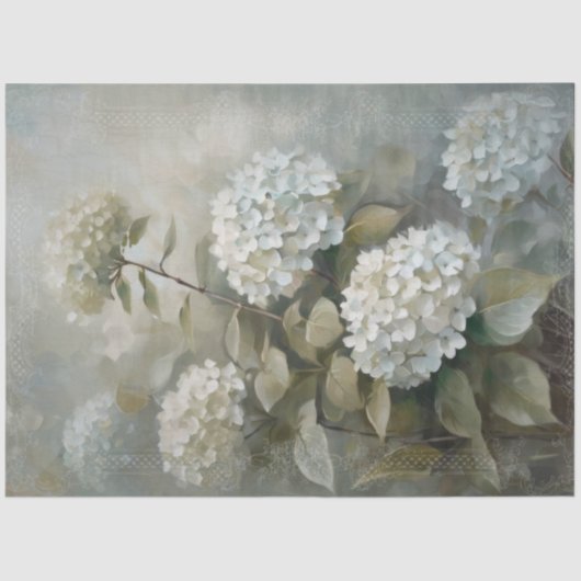 Romantische Bloemen Witte Hydrangea Decoupage Tissuepapier (Voorkant)