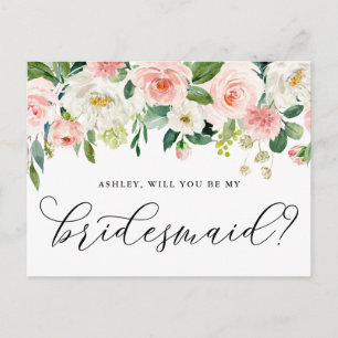 Romantische bloemen zullen je zijn mijn Bridesmaïd Briefkaart